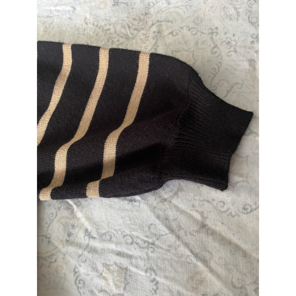 Laundry by Shelli Segal Women Pullover Sweater M Black/Beige Striped Beaded - Picture 6 of 8